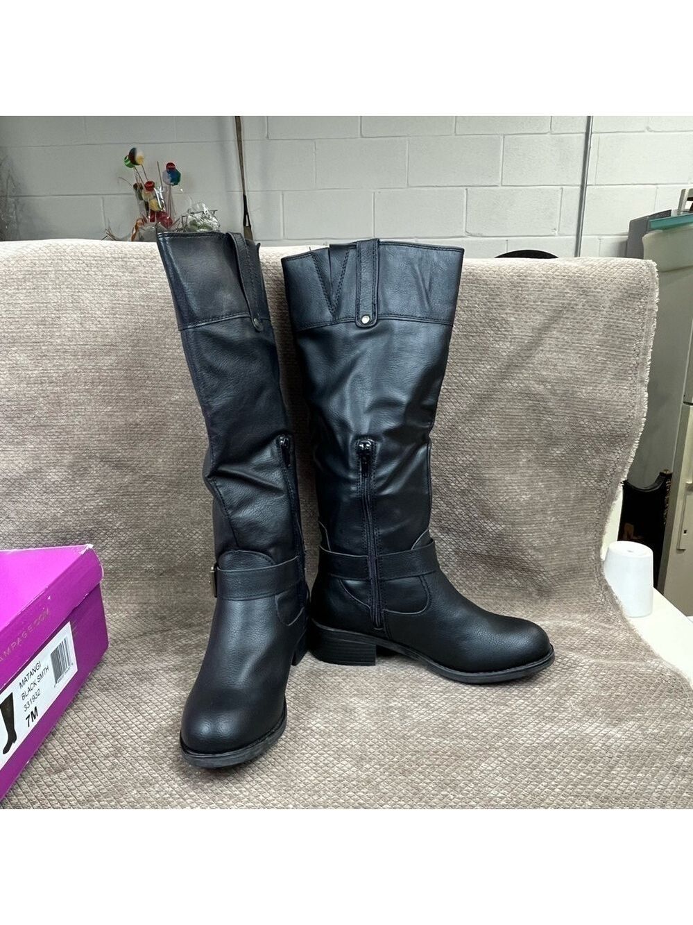 Rampage Matangi Black Smith Women’s Faux Leather Boots size 7. New in Box - Picture 2 of 14